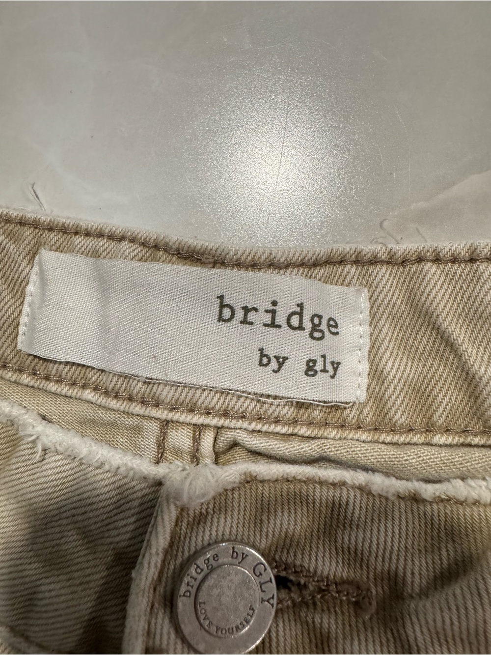 Bridge by Gly Beige High-Waist Denim  mom Shorts - Picture 3 of 9